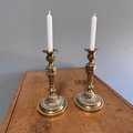 Paire de flambeaux en bronze doré